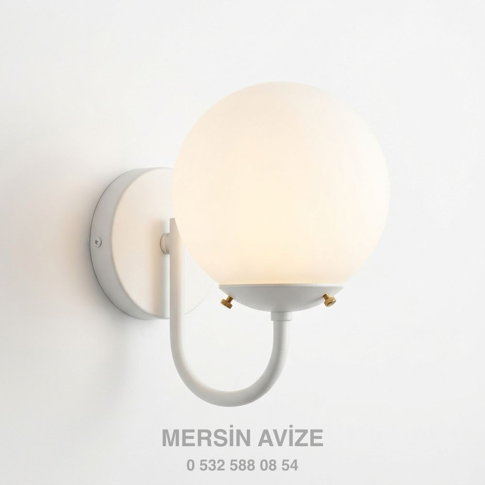 Modern Beyaz Cam Küre Aplik